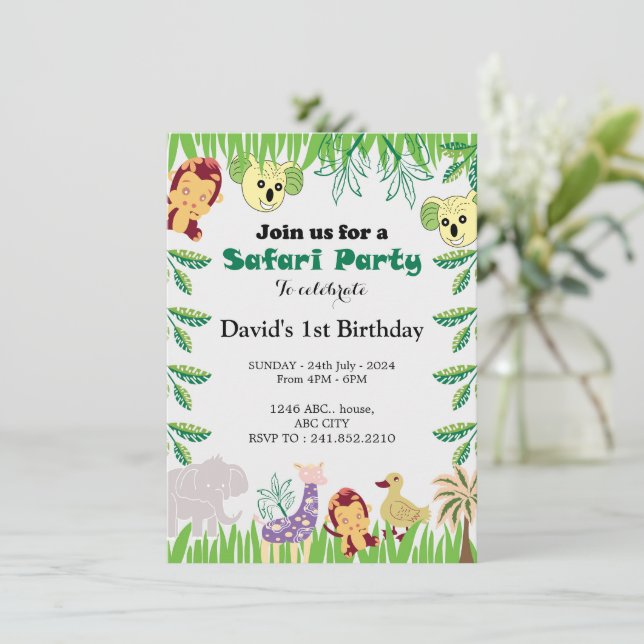 Customizable Safari Birthday party Invitation (Standing Front)