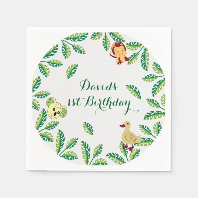 Customizable Safari Birthday party Napkin (Front)