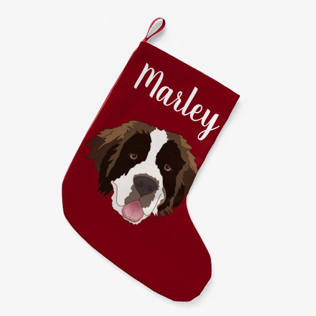 Customizable Saint Bernard  Small Christmas Stocking (Front (Hanging))