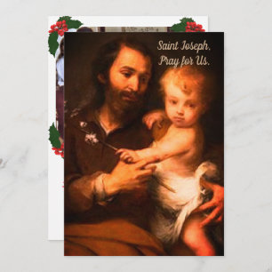 Customizable Saint Joseph with Christ Child Christ Holiday Card