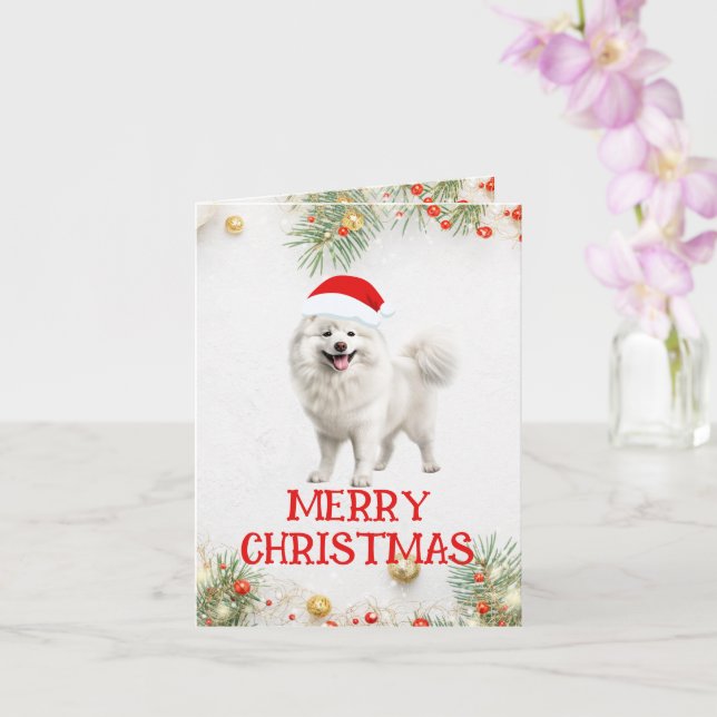 Customizable Samoyed Christmas Greeting Card (Orchid)
