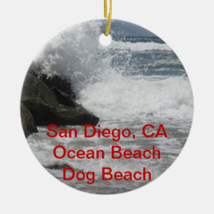 Customizable San Diego, Ocean Beach, CA Gifts Ceramic Ornament