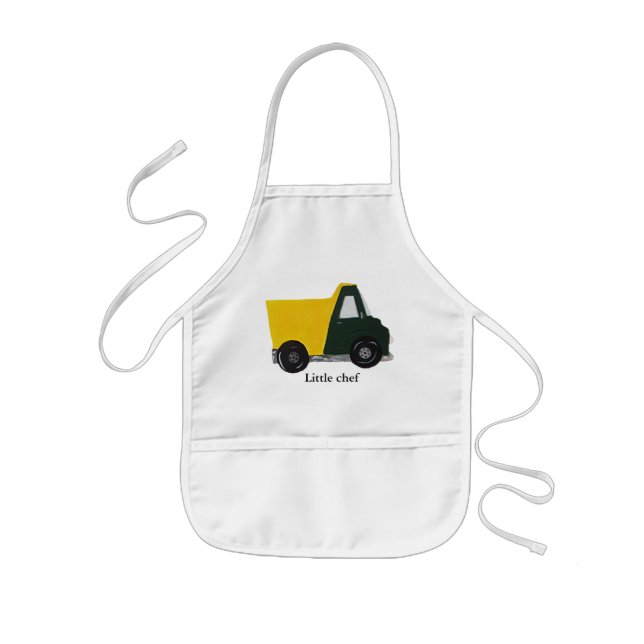 Customizable sand truck with text little chef kids apron (Front)