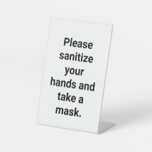 Customizable Sanitize hands and take a mask