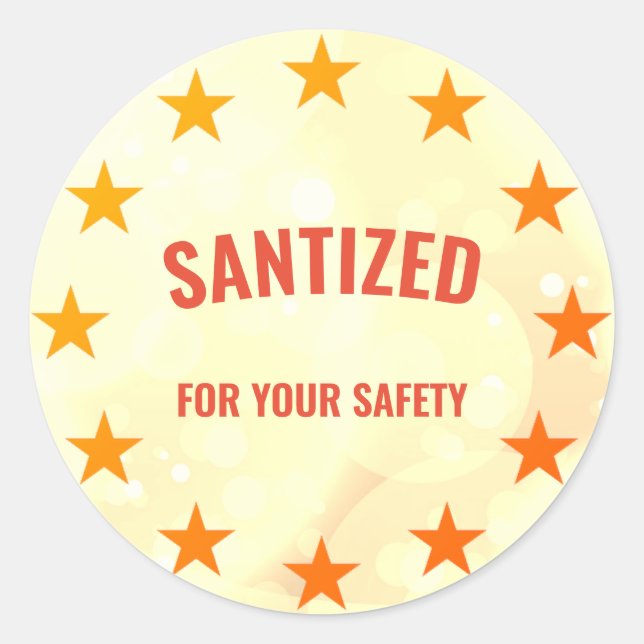Customizable sanitized for your safety classic round sticker (Front)