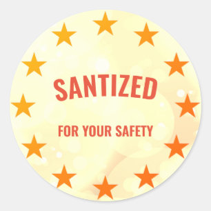 Customizable sanitized for your safety classic round sticker