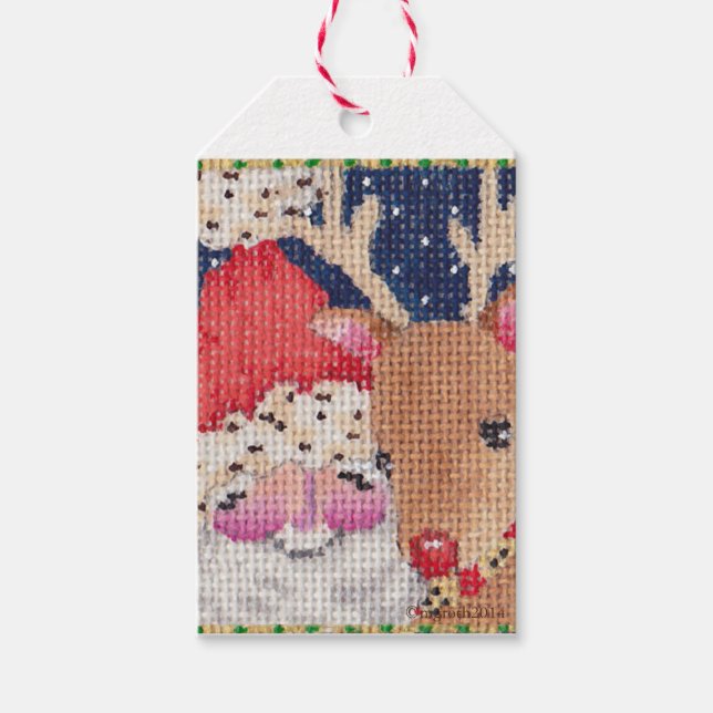 Customizable Santa and Rudolf gift tag (Front)