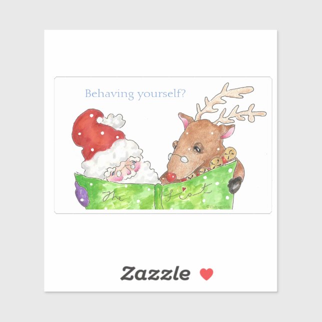 Customizable Santa and Rudolf Sticker (Sheet)