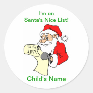 Customizable Santa Claus Nice List Stickers