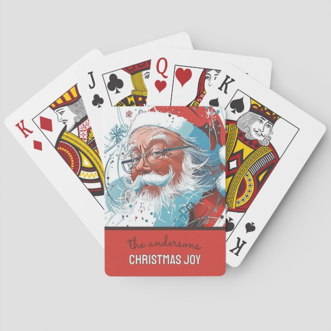 Customizable Santa Illustration Playing Cards (Back)