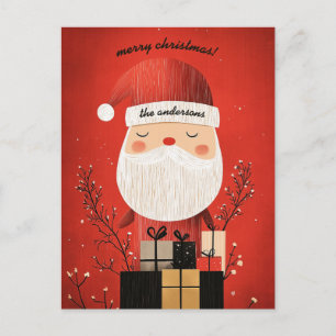 Customizable Santa on Sledge Pulled By an Elk Holiday Postcard
