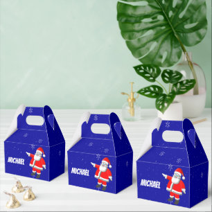 Customizable Santa on Snowy Blue Sky Gift Box