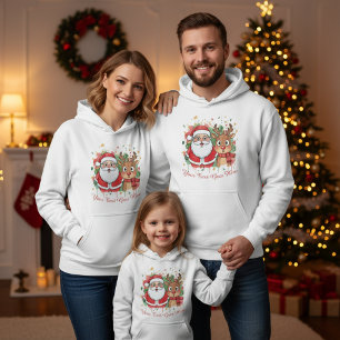Customizable Santa & Reindeer Christmas Hoodie