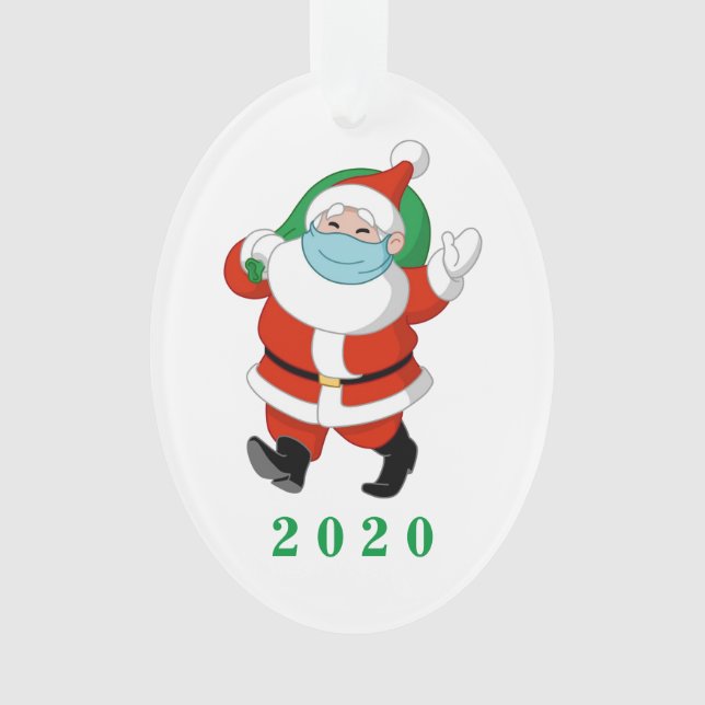 Customizable Santa wearing medical mask Ornament (Front)