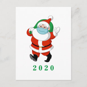 Customizable Santa wearing medical mask Postcard