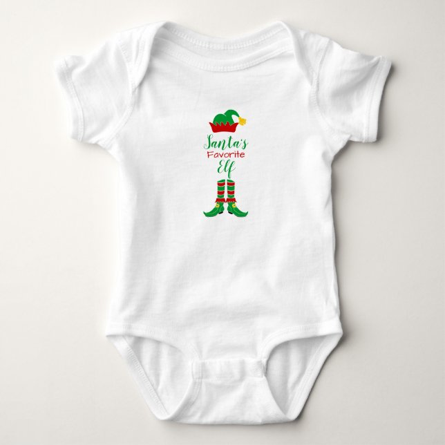 Customizable Santa's Elf Christmas Baby Bodysuit (Front)