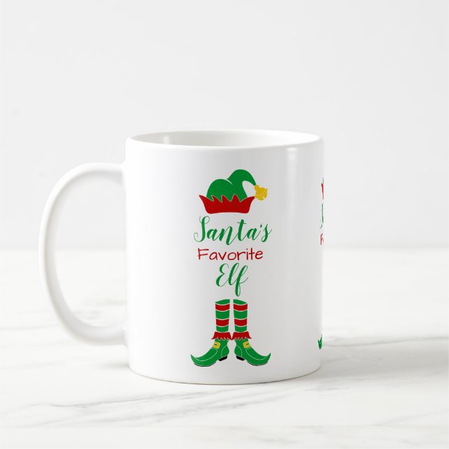 Customizable Santa's Elf Christmas Coffee Mug (Left)