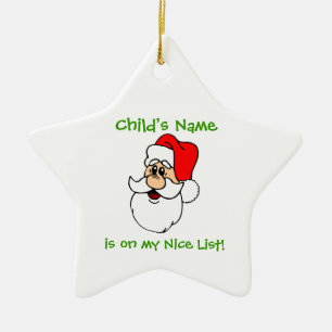 Customizable Santa's Nice List Star Ornament