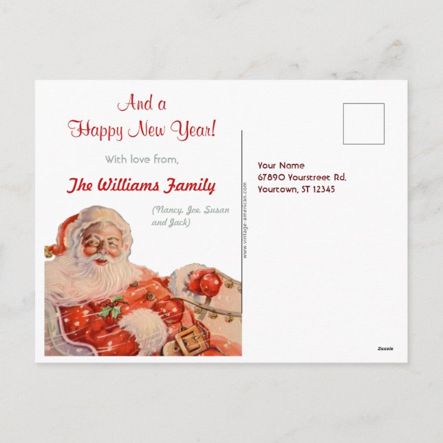 Customizable Santas Sleigh Ride Christmas Postcard (Back)