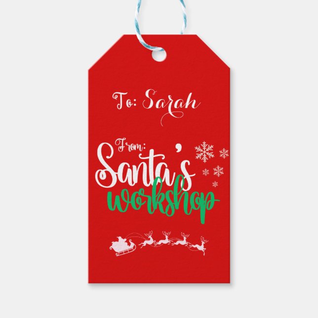 Customizable Santa's Workshop Gift Tag (Front)