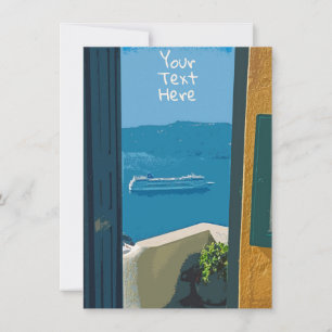 Customizable Santorini, Greece cruise ship card