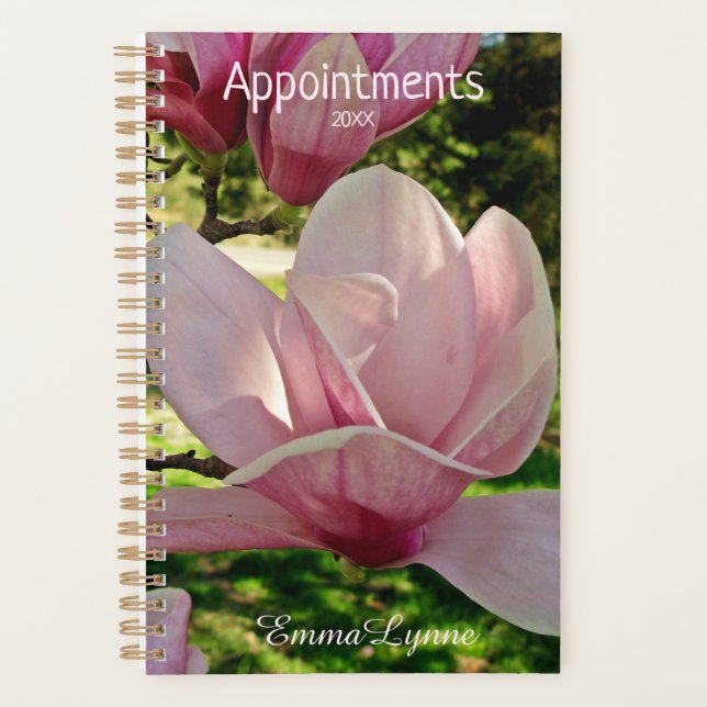 Customizable Saucer Magnolia Blossom Appointments  Planner (Front)