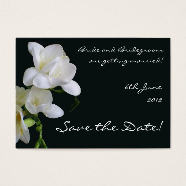 Customizable Save the Date Card, White Freesias (Front)