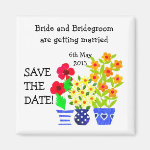 Customizable Save the Date Magnet, Flower Pots Magnet