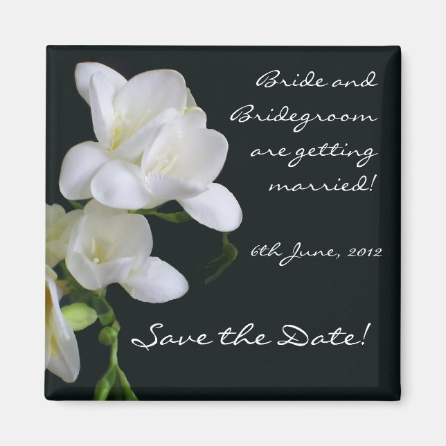 Customizable Save the Date Magnet, Freesias Magnet (Front)