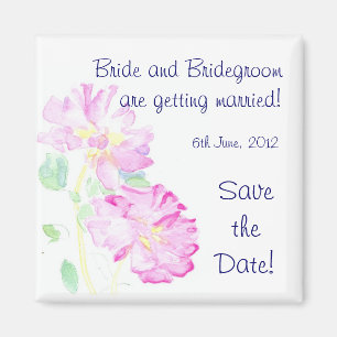Customizable 'Save the Date' Magnet, Pink Roses Magnet