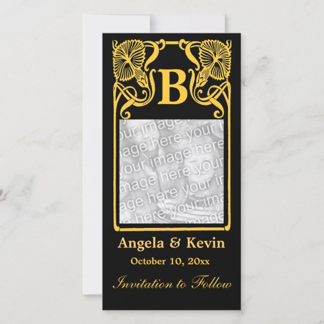 Customizable Save the Date Photo Monogram Card (Front)