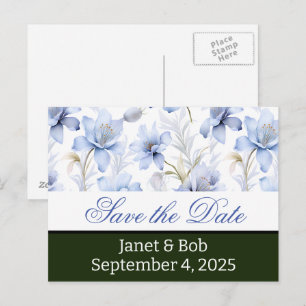 Customizable save the date postcard blue