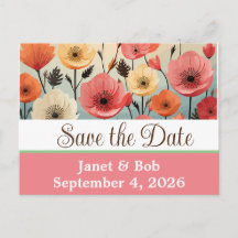 Customizable save the date postcard pinks