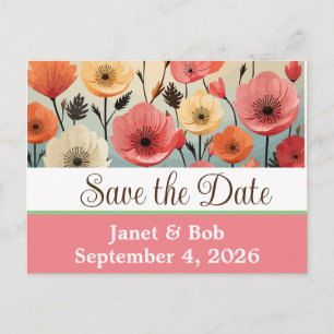 Customizable save the date postcard pinks