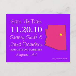 Customizable Save the Date State - ARIZONA Announcement Postcard
