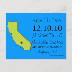 Customizable Save the Date State - CALIFORNIA Announcement Postcard