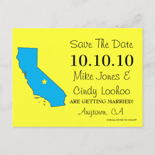 Customizable Save the Date State - CALIFORNIA Announcement Postcard