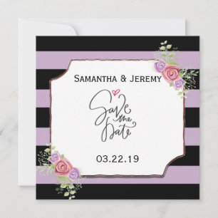 Customizable Save the Date Stripes with Floral