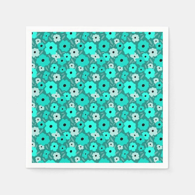 Customizable Scandinavia Doodle flower Napkin (Front)