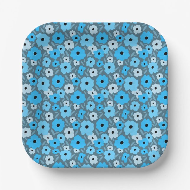 Customizable Scandinavian Doodle flower Paper Plate (Front)