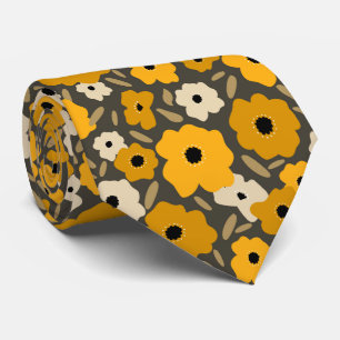 Customizable Scandinavian Doodle flower Tie