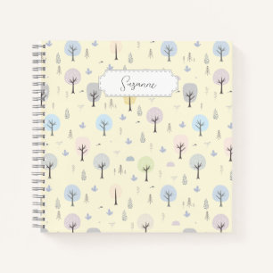 Customizable Scandinavian Forest Seamless Pattern Notebook