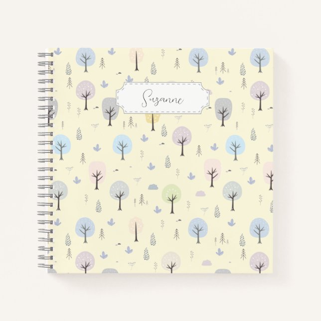 Customizable Scandinavian Forest Seamless Pattern Notebook (Front)