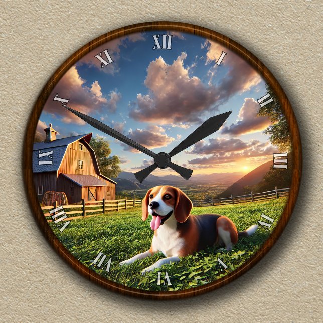 Customizable Scenic Farmhouse and Beagle Clock (Creator Uploaded)