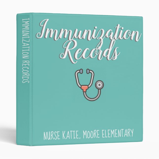 Customizable School Nurse Immunization Records Binder (Front/Spine)