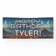 Customizable Sci-Fi themed HAPPY BIRTHDAY with nam