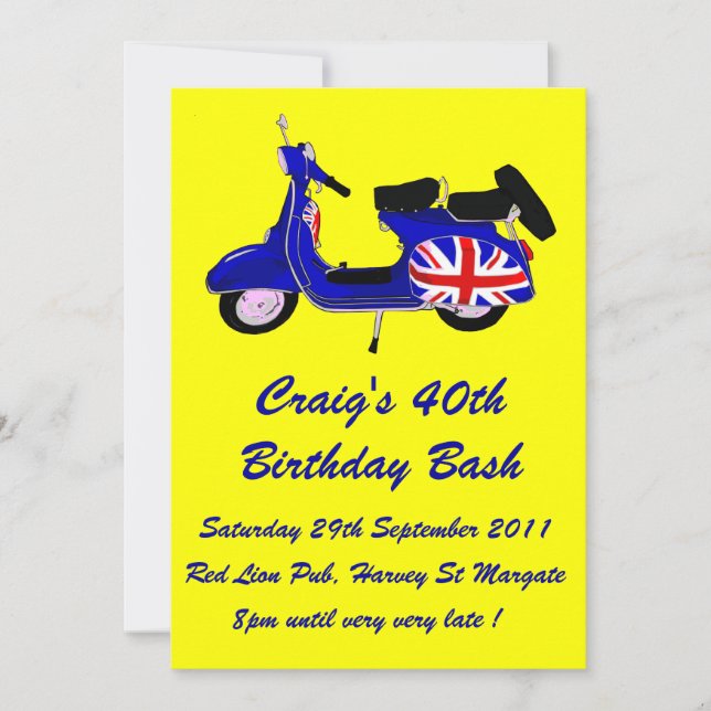 Customizable Scooter Boy Birthday invite (Front)