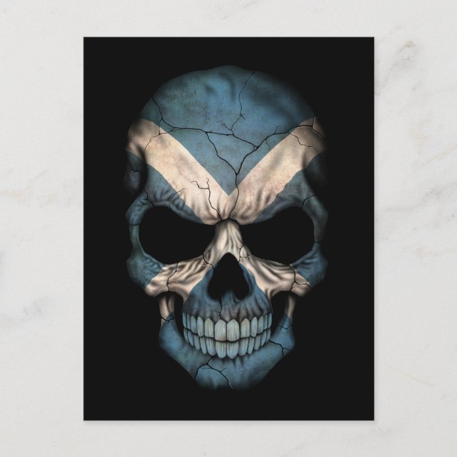 Customizable Scottish Flag Skull Postcard (Front)