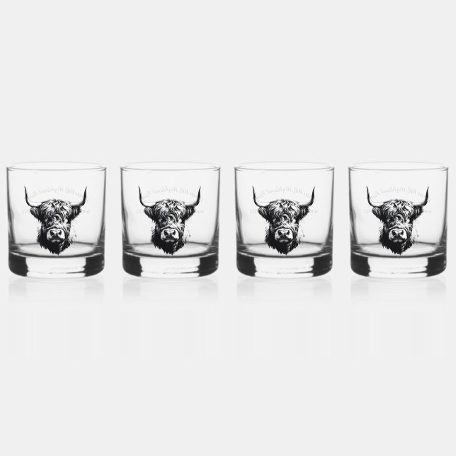 Customizable Scottish Highland Bull Rocks Glasses (Front)