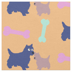 Customizable Scottish Terrier and Puppy Fabric